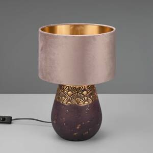 Reality Leuchten Stolní lampa Kiran, keramická noha Ø26cm hnědá
