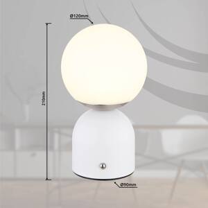 Globo Julsy LED dobíjecí stolní lampa, bílá, výška 21 cm, kov, CCT